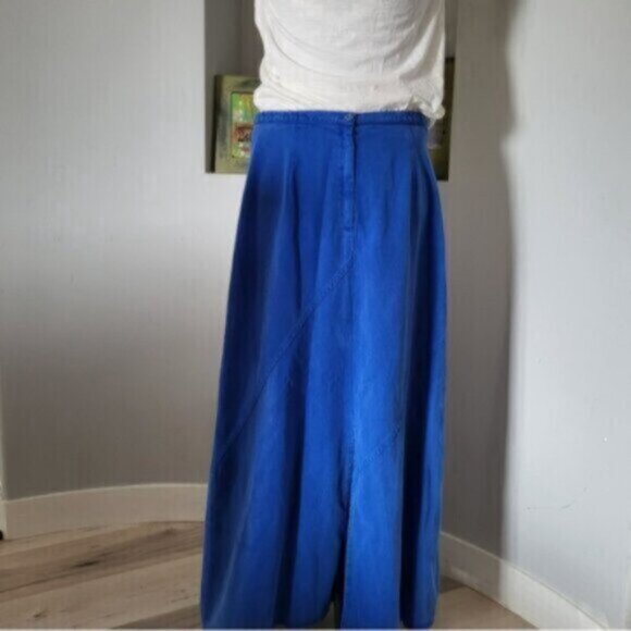 Vintage Denim Jean Blue Maxi Skirt Sz 10 - Picture 2 of 14